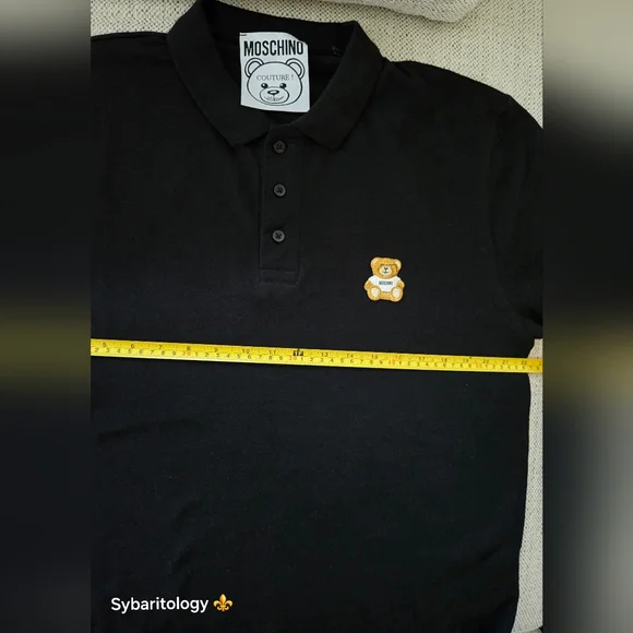 NWTMOSCHINO TEDDY BEAR PATCH BLACK POLO SHIRT Size:L/50